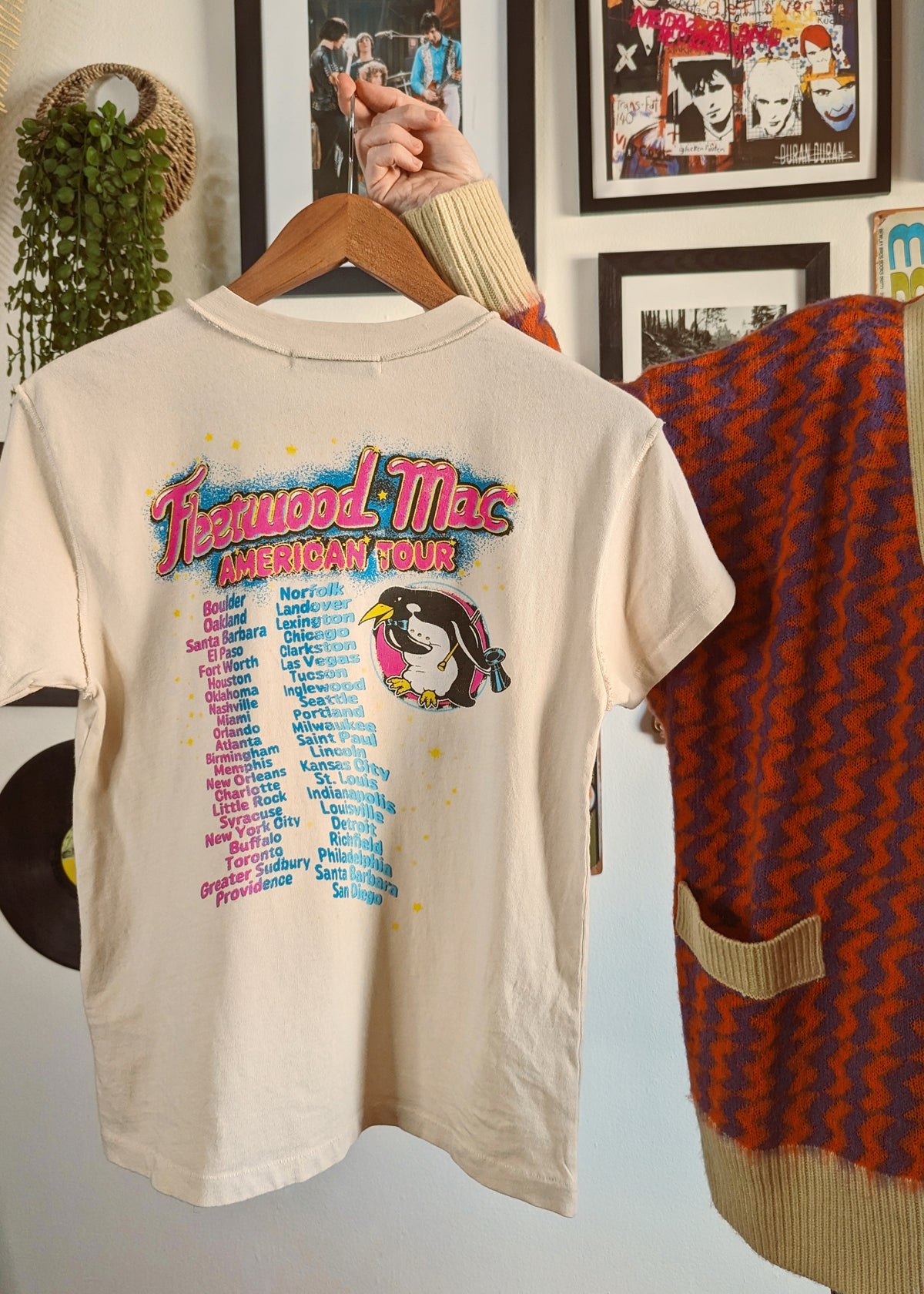 Cream and Pink Fleetwood Mac American Tour 1977 Penguins Tee by Daydreamer LA, officially licensed and made in California