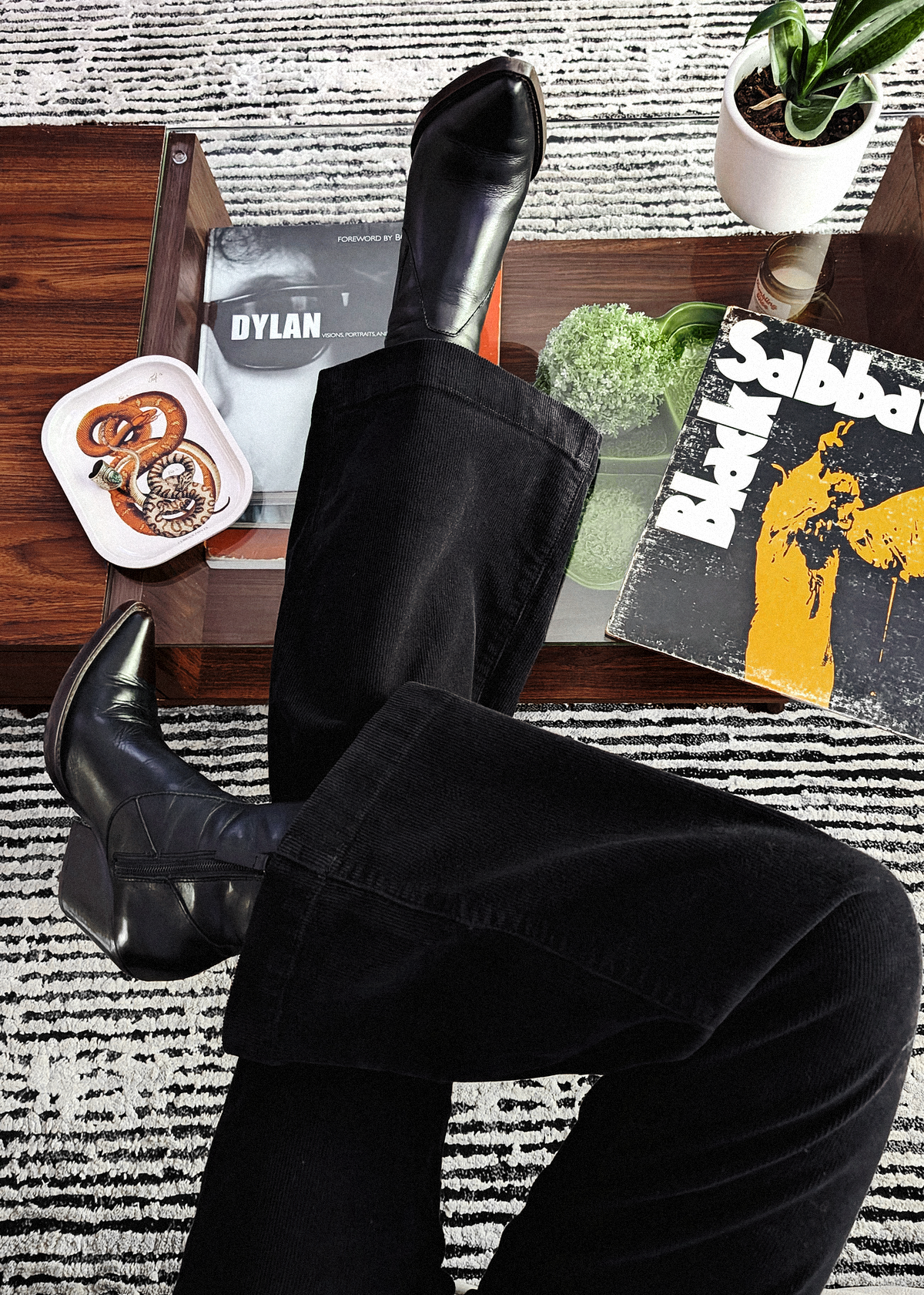 Ash Black Corduroy Wide Leg Sailor Pants <br> <i> ankle length </I>