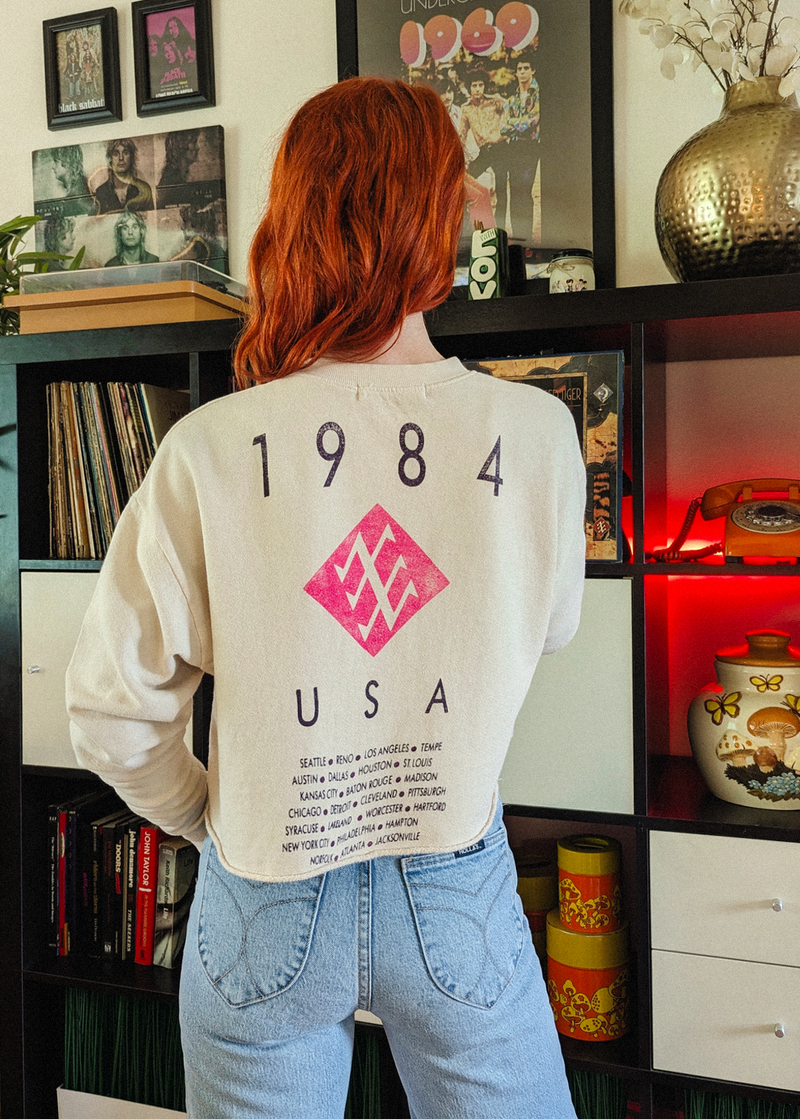 Duran Duran Ragged Tiger Crop Sweatshirt 1984 by Daydreamer LA. Officially Licensed and made in the USA