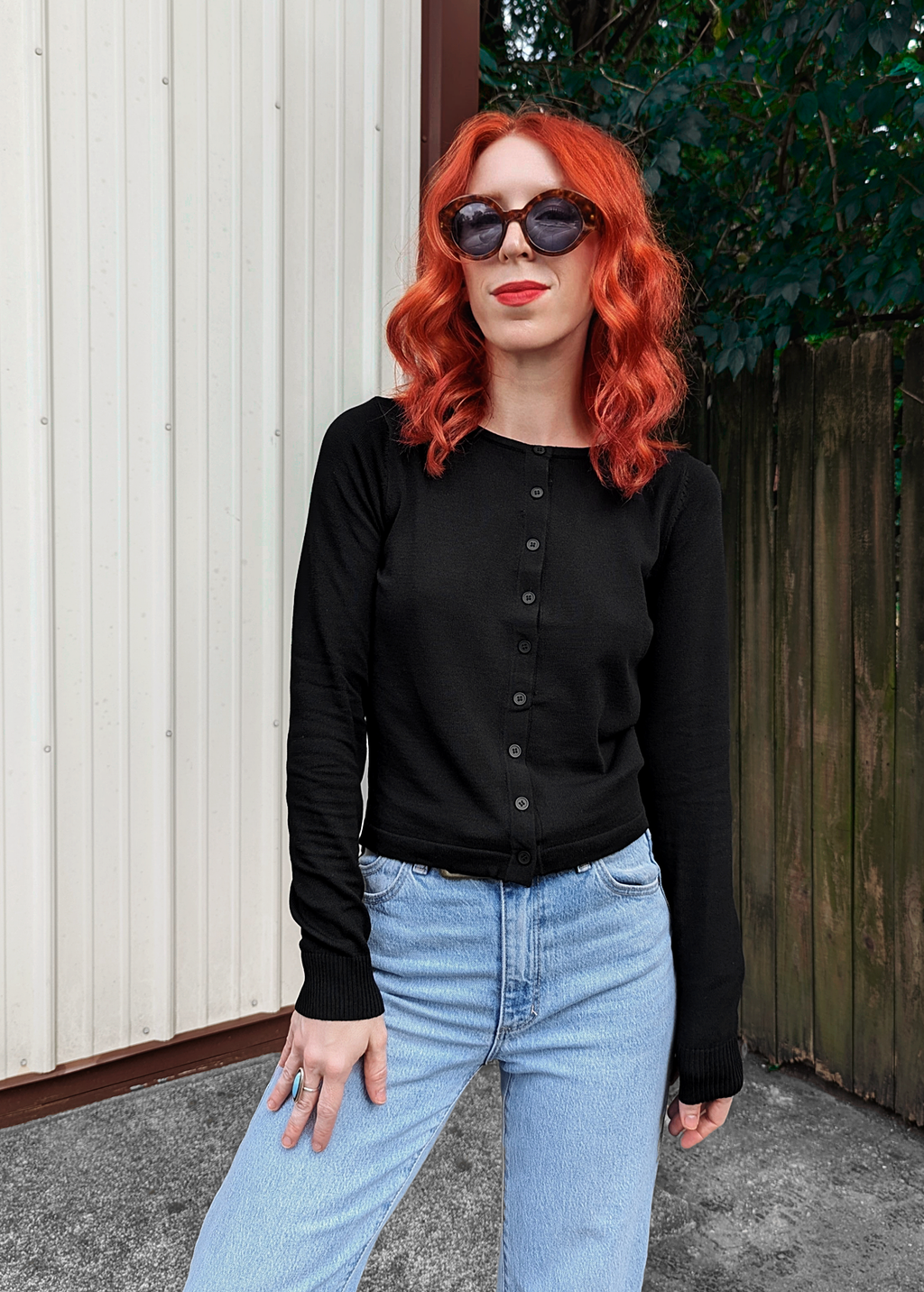 Giovanna Black Fitted Cardigan by Motel Rocks – Black Salt