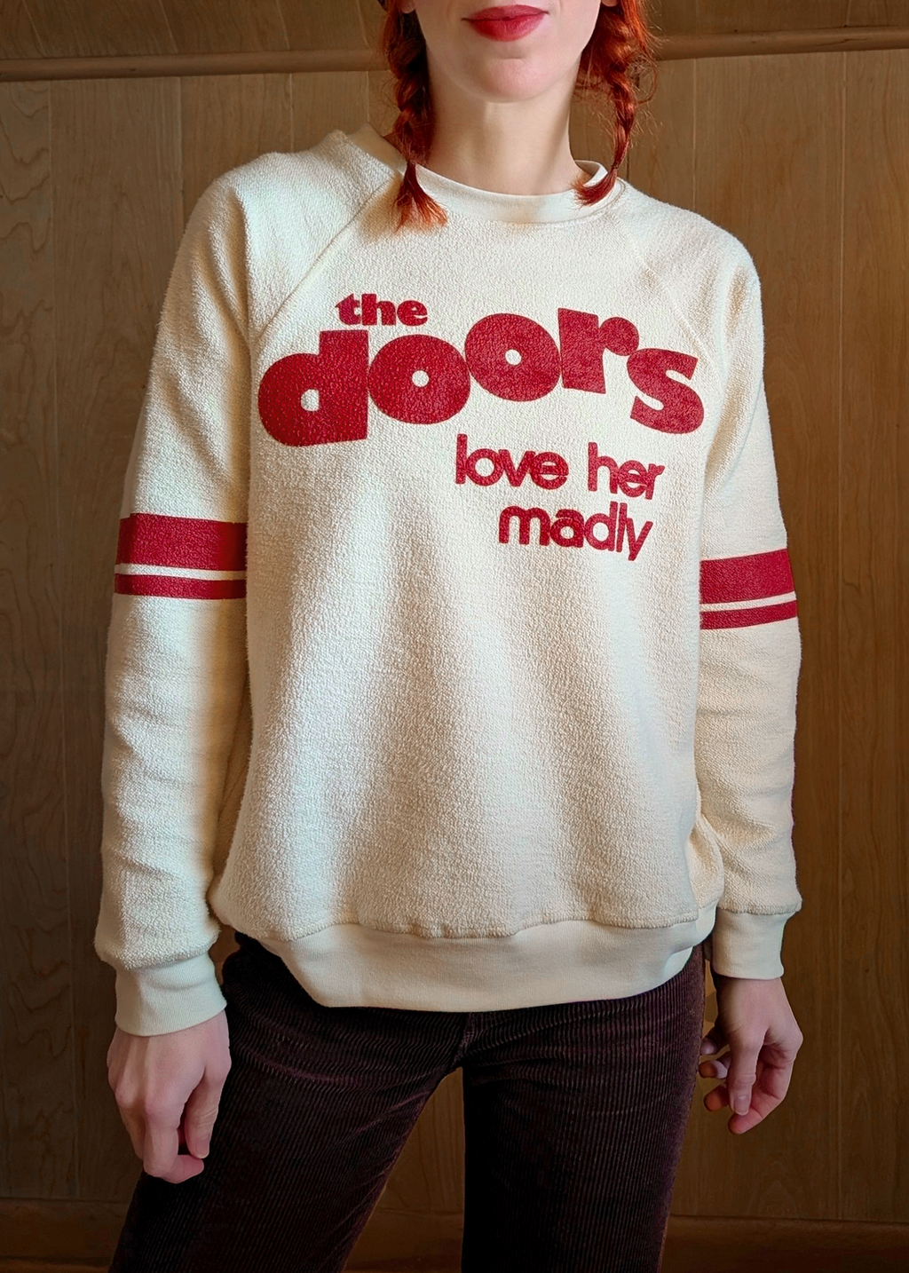 The Doors Love Her Madly Reverse Raglan Crew Sweatshirt by