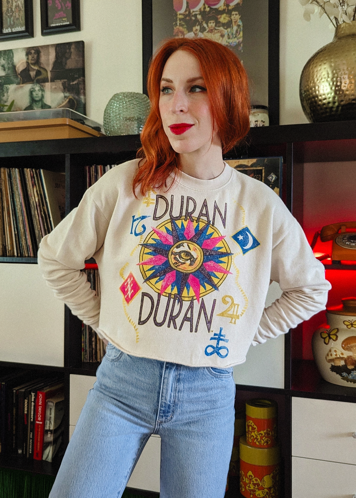 Duran Duran Ragged Tiger Crop Sweatshirt 1984 by Daydreamer LA. Officially Licensed and made in the USA