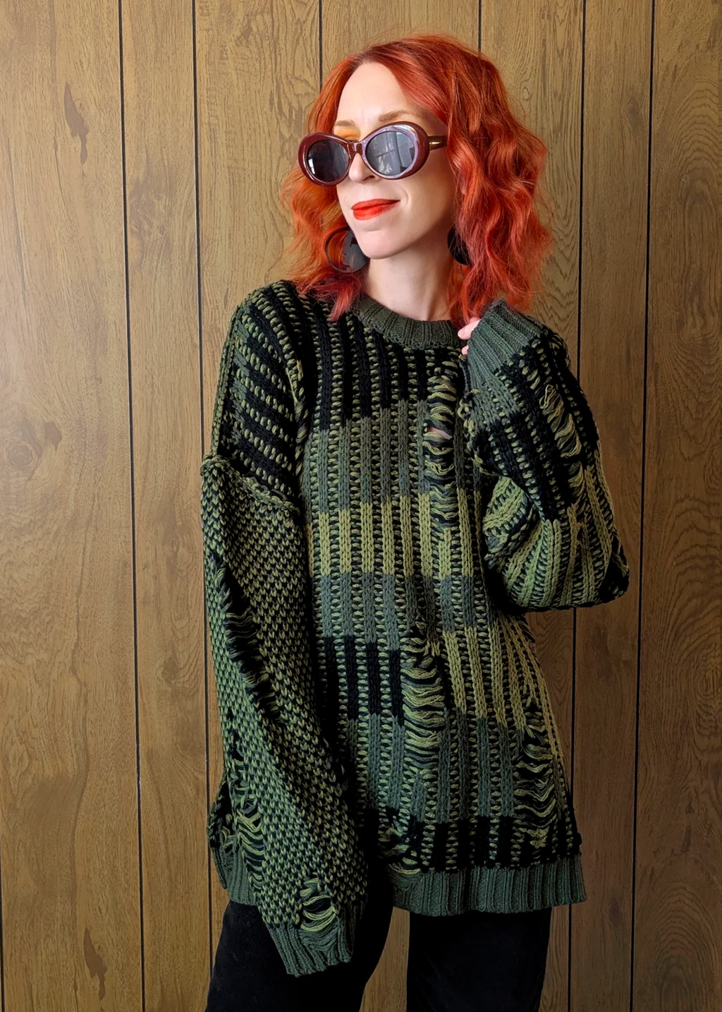 Gaia Chunky Knit Oversized Knit Grunge Destroyed Sweater by Ragged