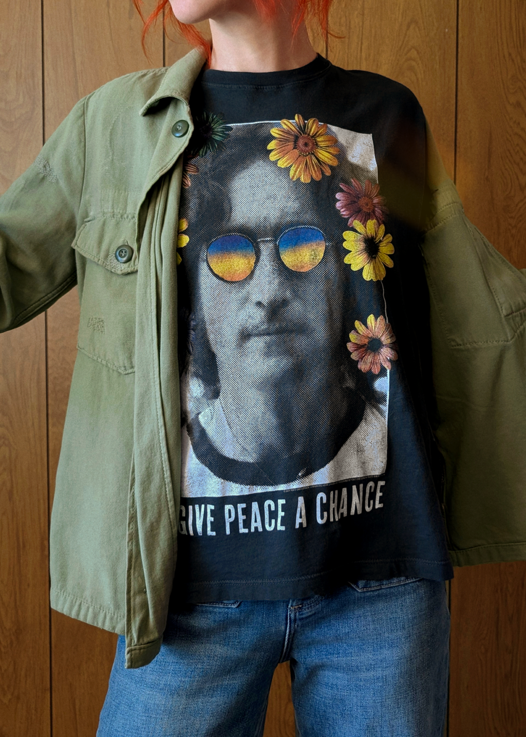 John Lennon Give Peace a Chance Daisy Chain Boyfriend Tee by