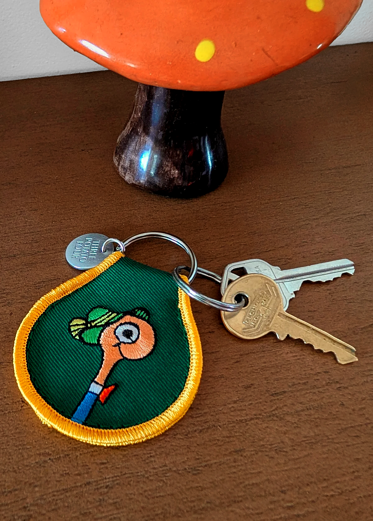 Lowly Worm Embroidered Patch Keychain