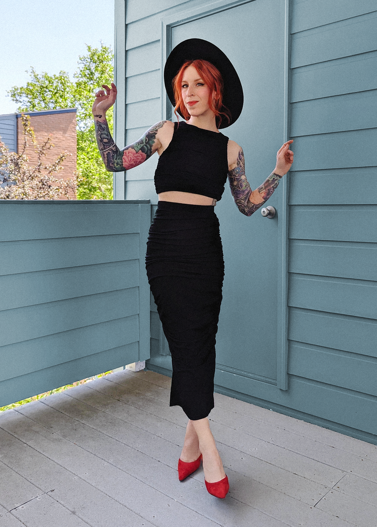 My Favourite Game Slinky Black Ruched Midi-Maxi Skirt