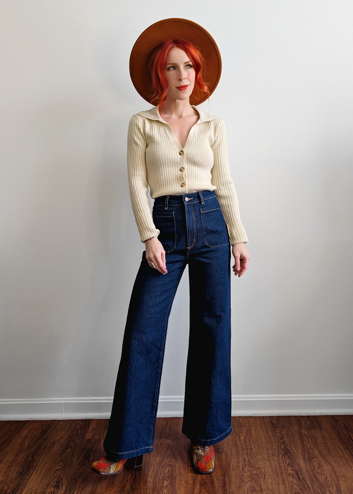 Dark Rinse Wide Leg Denim Sailor Jean <br> <i> ankle length </i>