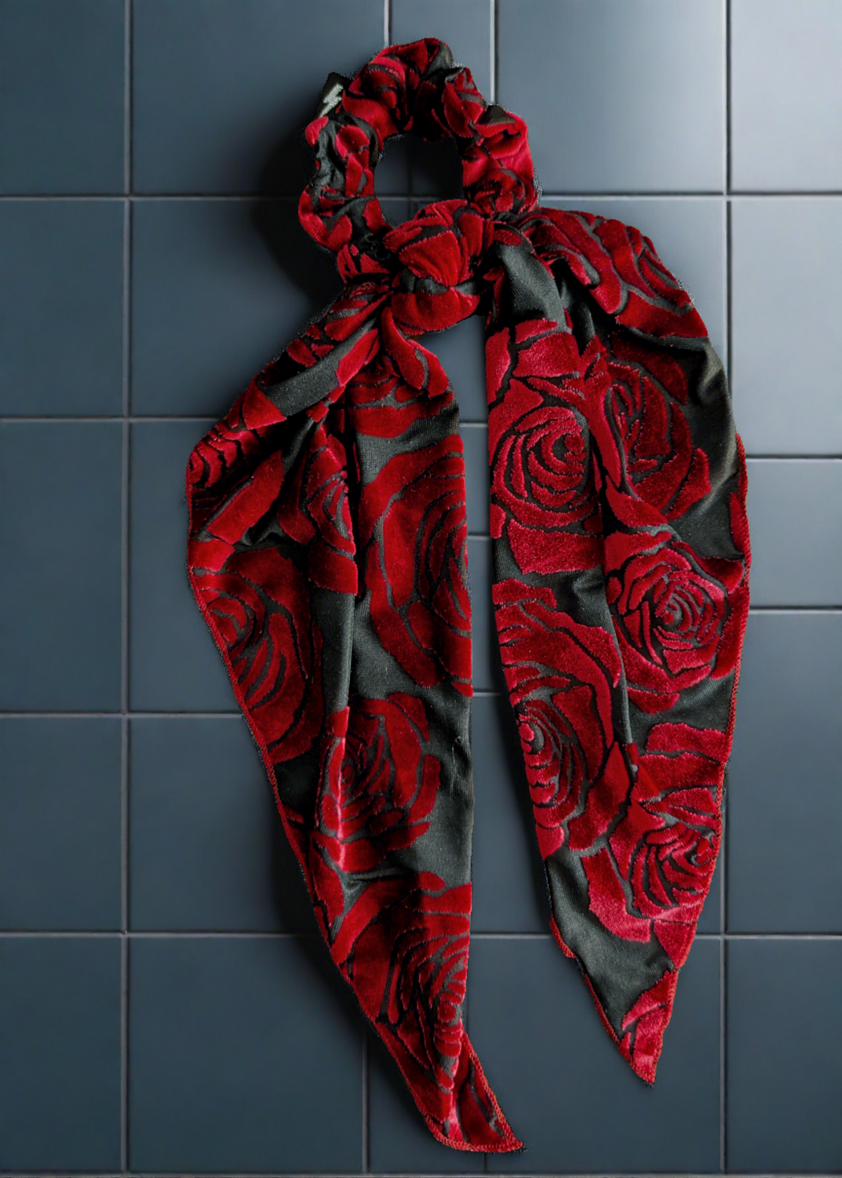 Ramblin' Rose Velvet Convertible Scrunchie Scarf Tie