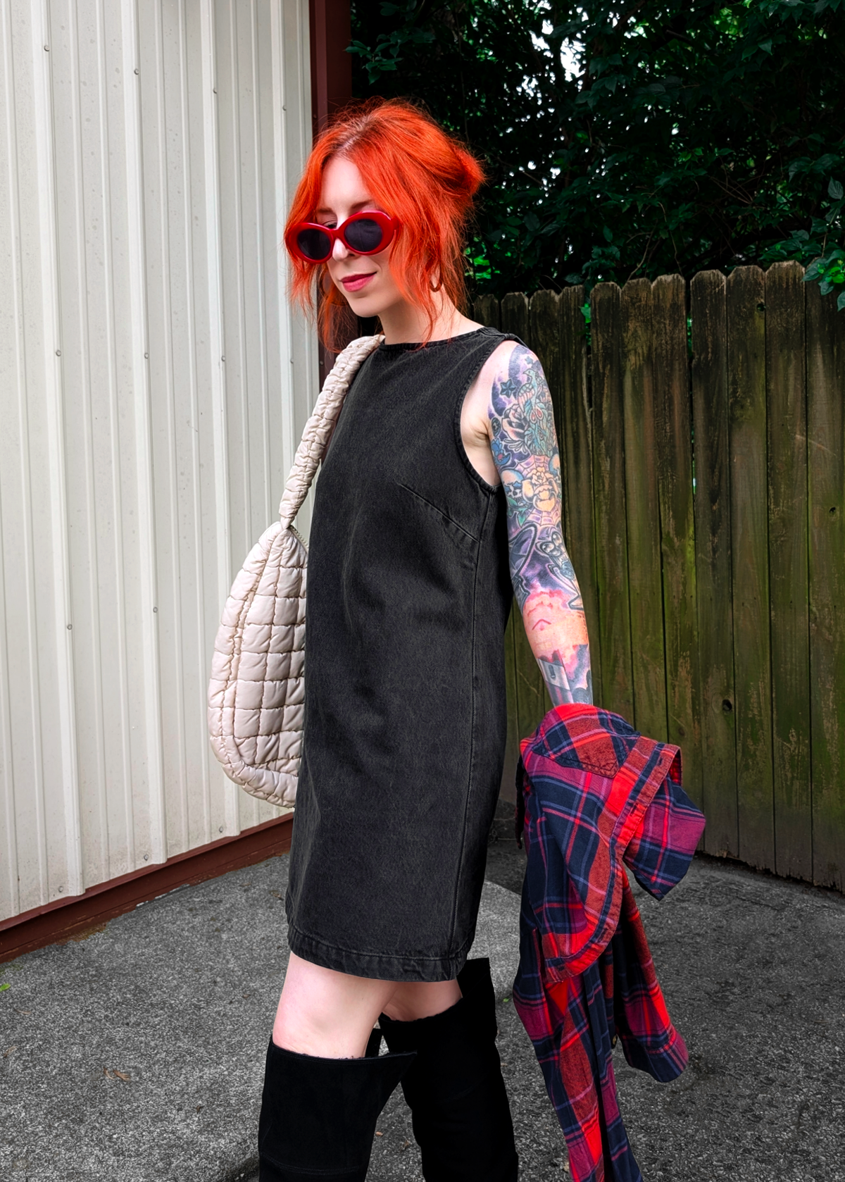 Stone Black Denim Mini Shift Dress