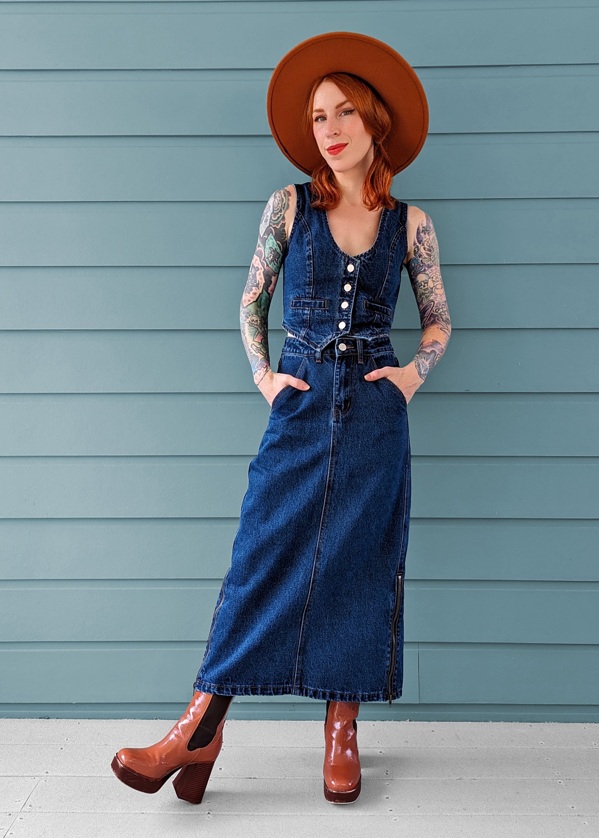 Mediterranea Denim Midi Skirt