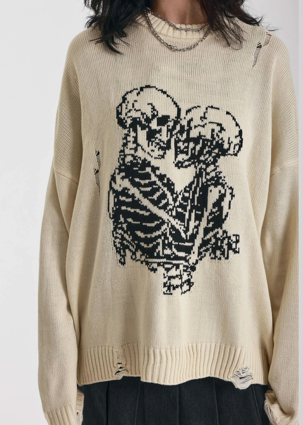 Everlasting Skeleton Skull Knit Oversized Knit Grunge Sweater by