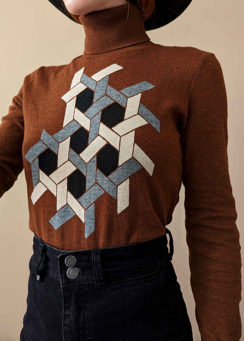 Nice Things by Paloma S Puzzle Turtleneck sweater in brown 70s vibes