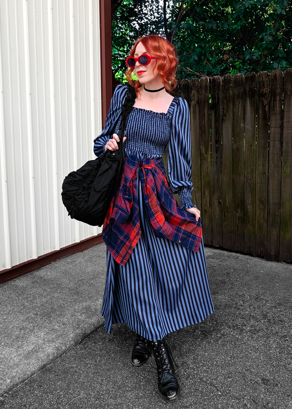Vampire Blues Blue and Black Gothic Prairie Midi Maxi Dress