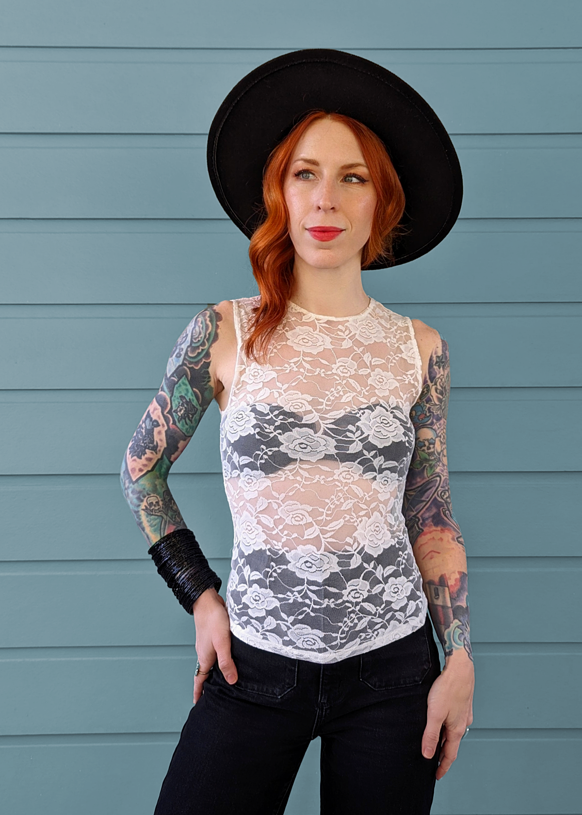 Sheer Unlined White Rose Lace Tank Top By Motel Rocks