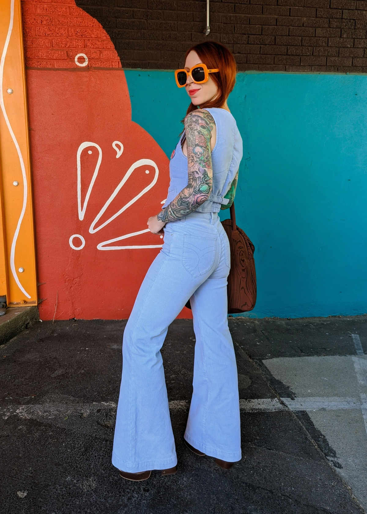 Rolla's Jeans Wisteria Blue Corduroy Flares. 70s inspired bell bottoms with a high rise waist, velvety thin wale corduroy, and a flare leg