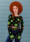 Midnight Garden Bell Sleeve Knit Crop Top