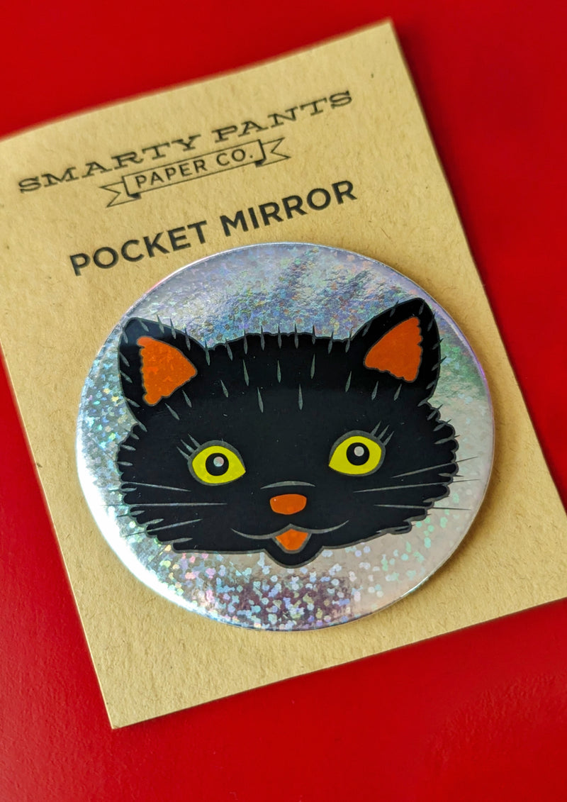 Black Cat Mini Pocket Mirror