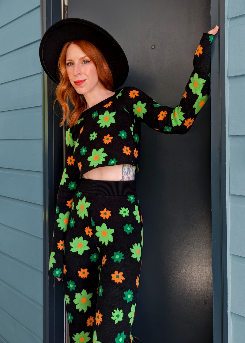 Midnight Garden Knit Flares