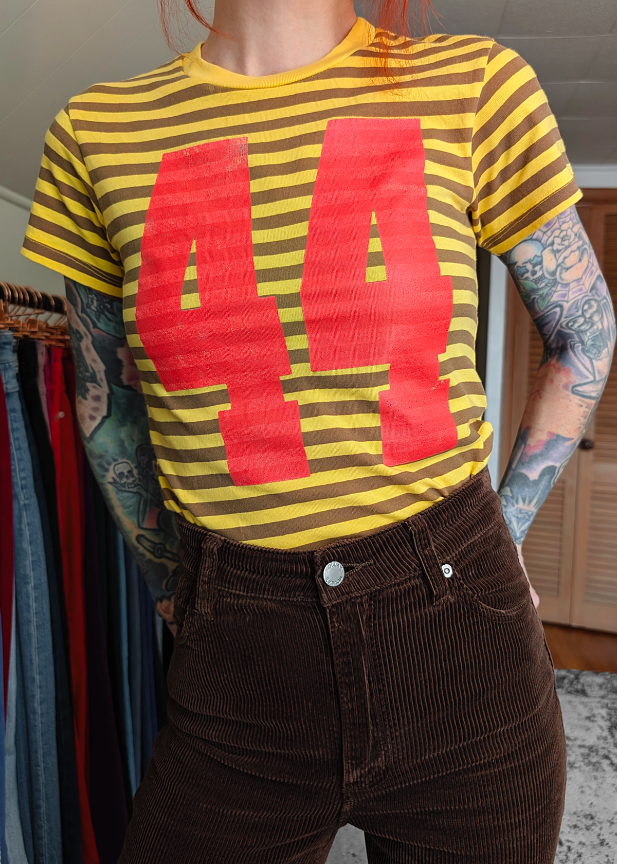 44 Golden Brown Stripe Shrunken Tee