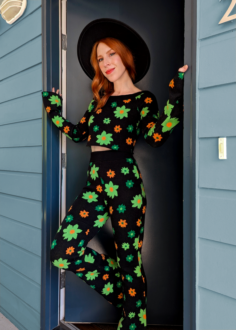 Midnight Garden Knit Flares