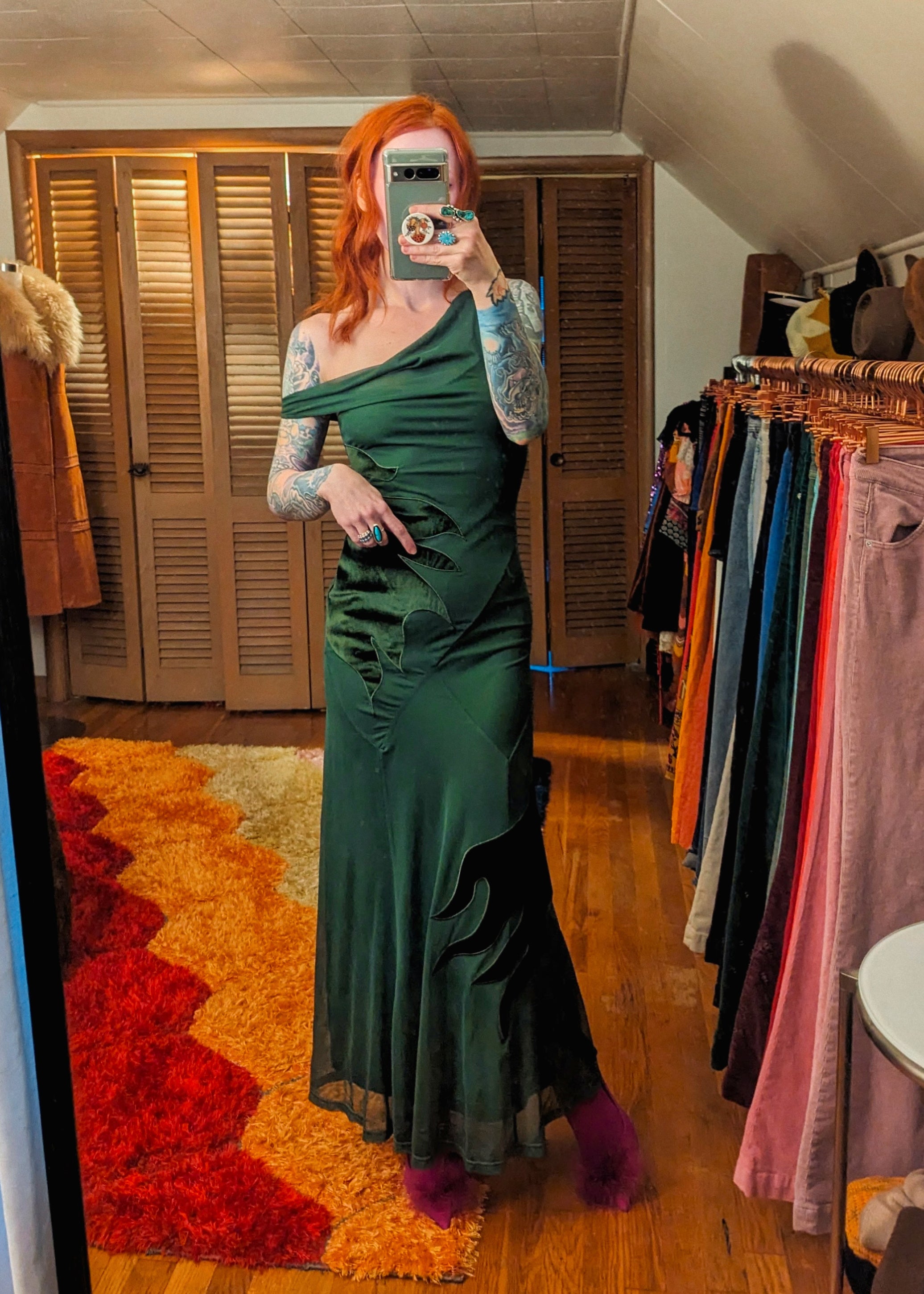 Velvet slinky maxi best sale dress