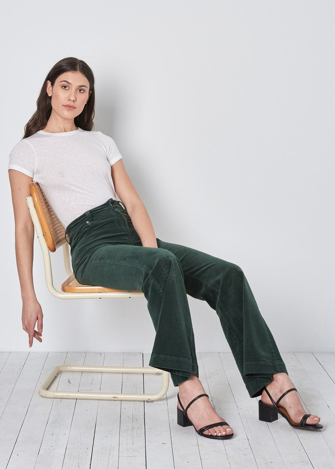 70s inspired Ivy Green Corduroy Eastcoast Flares with high rise waist by Rolla's Jeans