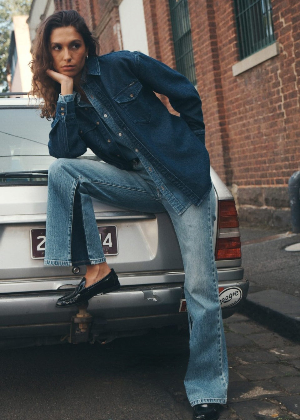 70s Inspired Light Blue Denim Brent Splice Patchwork Eastcoast
