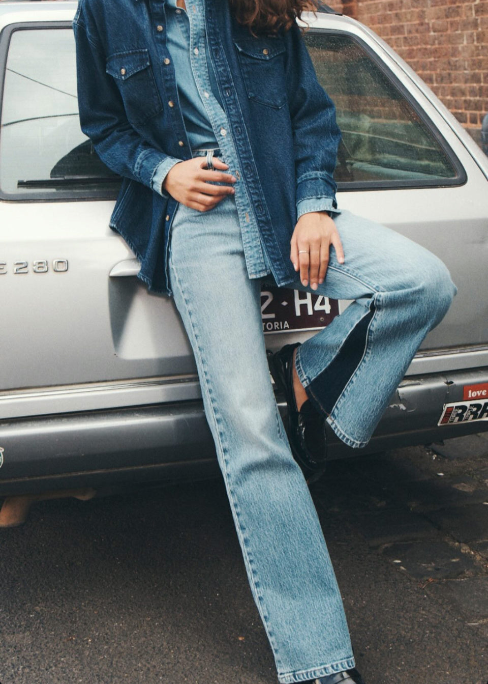 70s Inspired Light Blue Denim Brent Splice Patchwork Eastcoast