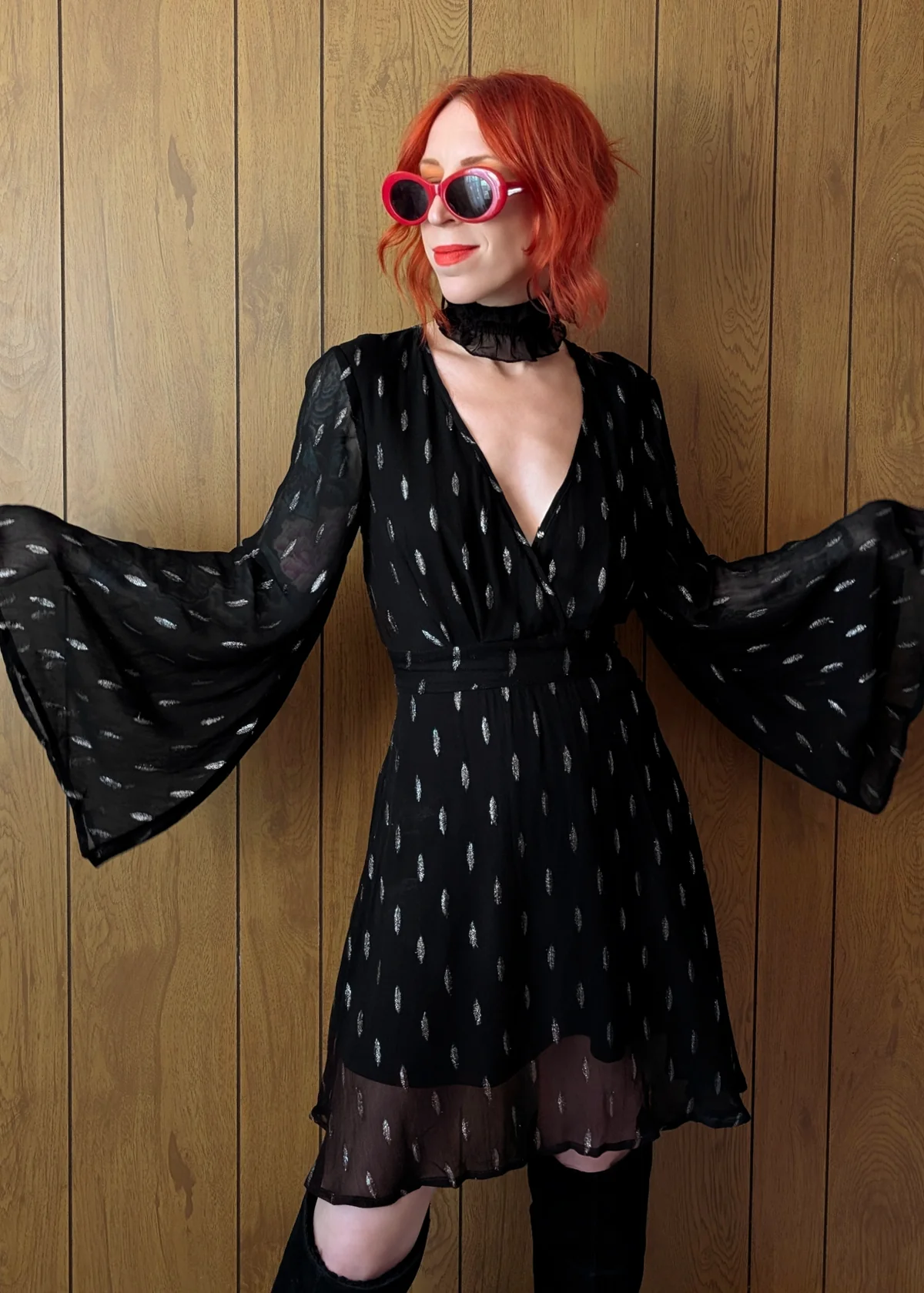The Craft Bell Sleeve Chiffon Dress