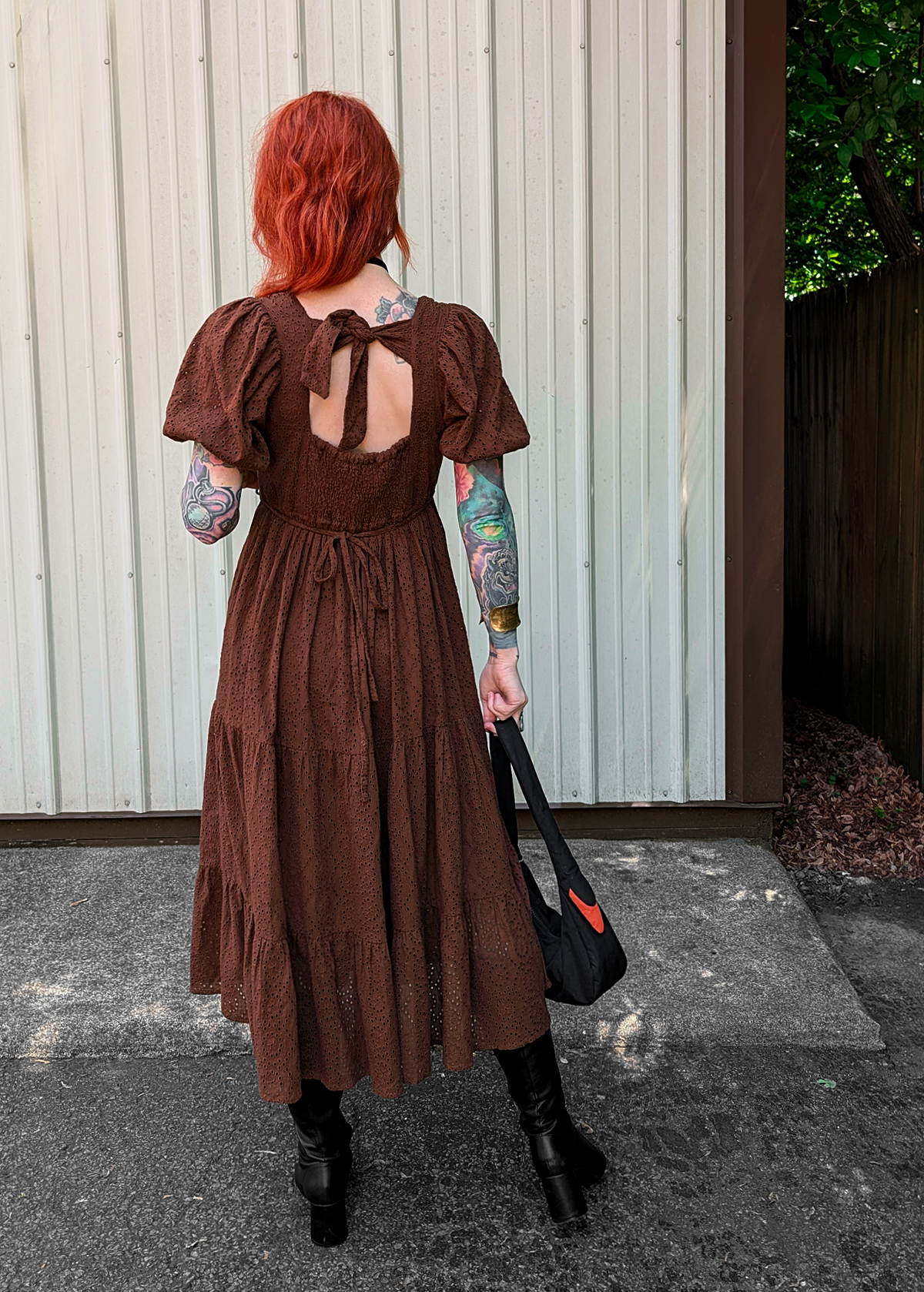 Walnut Eyelet Cotton Midi Dress By Band of the Free XS Walnut Eyelet Cotton Midi Dress By Band of the Free XS