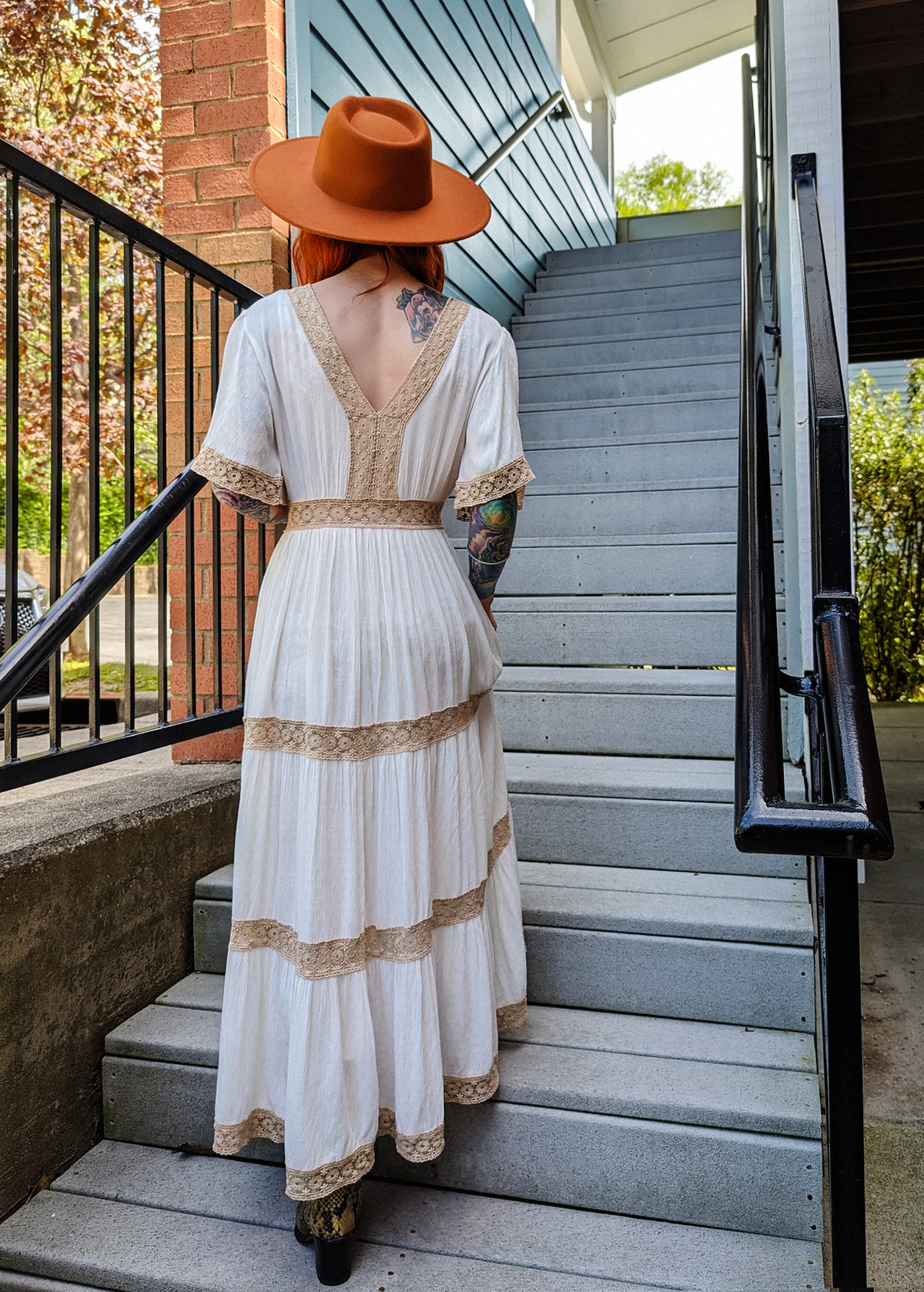 70s inspired Laurel Canyon Ivory Gauze and Lace Prairie Midi Sheer Dress by Band of the Free 