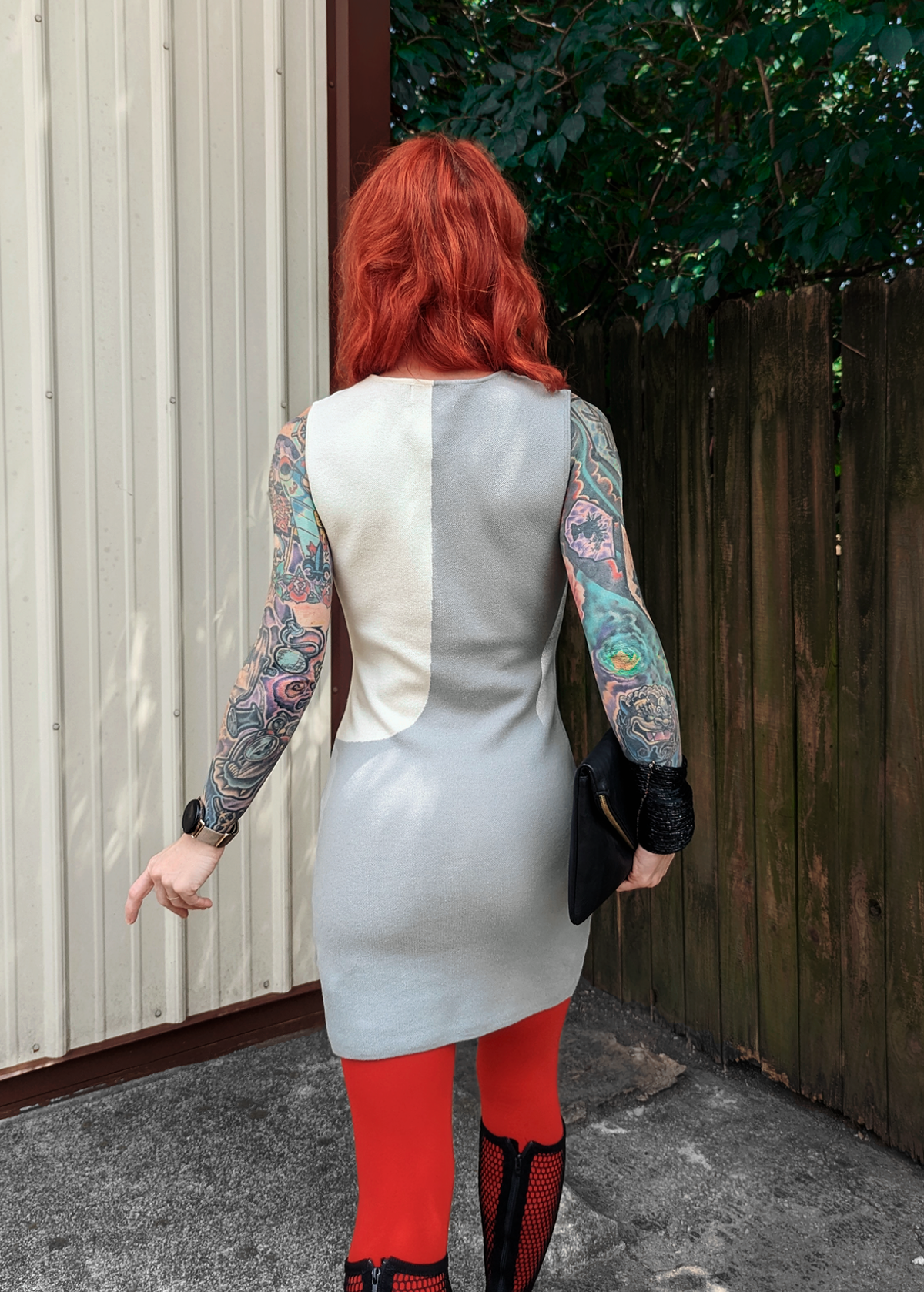 Handsy Grey and Cream Organic Cotton Knit Sleeveless Mini