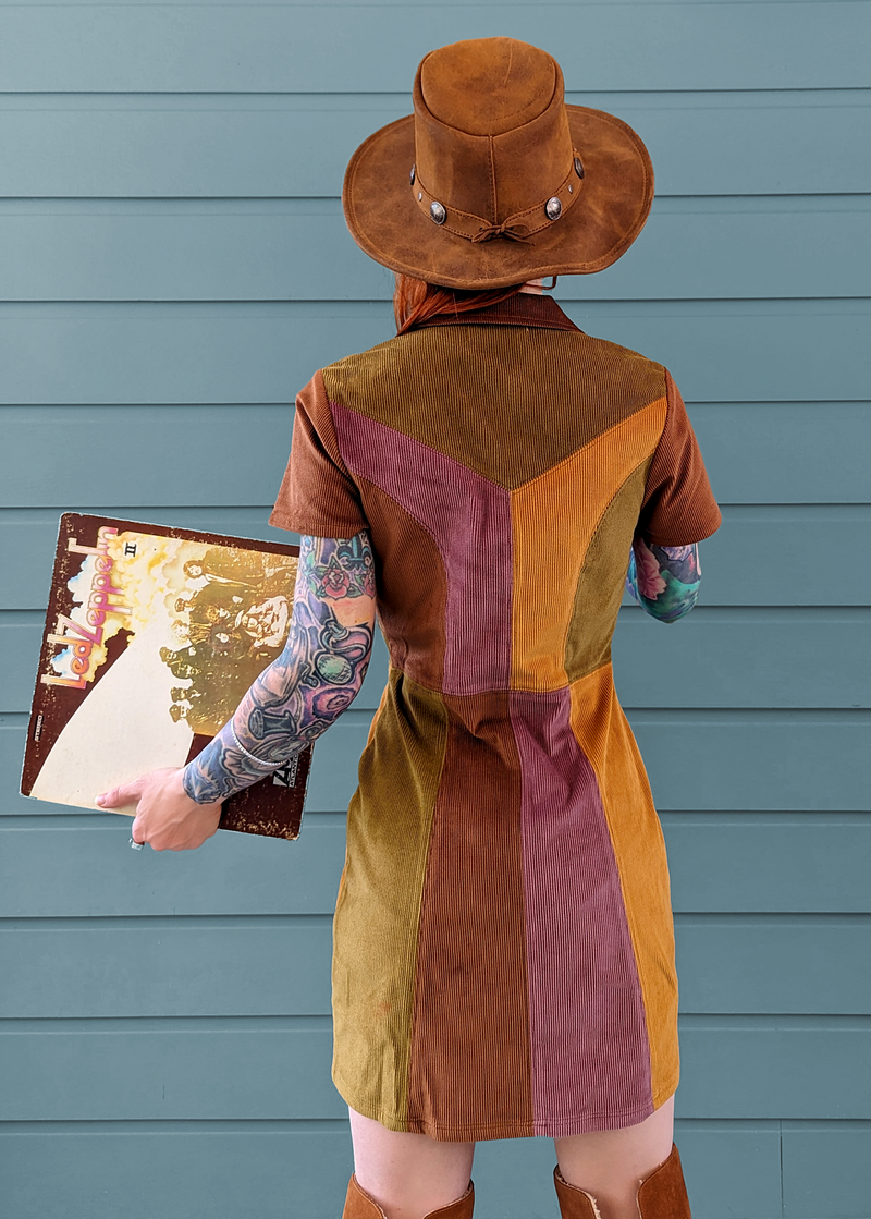 Dawn Patchwork Corduroy Bambi Mini Dress