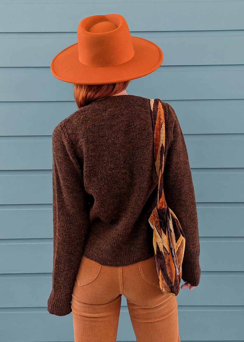 Cinnamon Brown Marl slouchy one button knit cardigan by Nice Things by Paloma S.