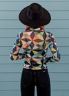 Star Quilt Mesh Mock Neck Top