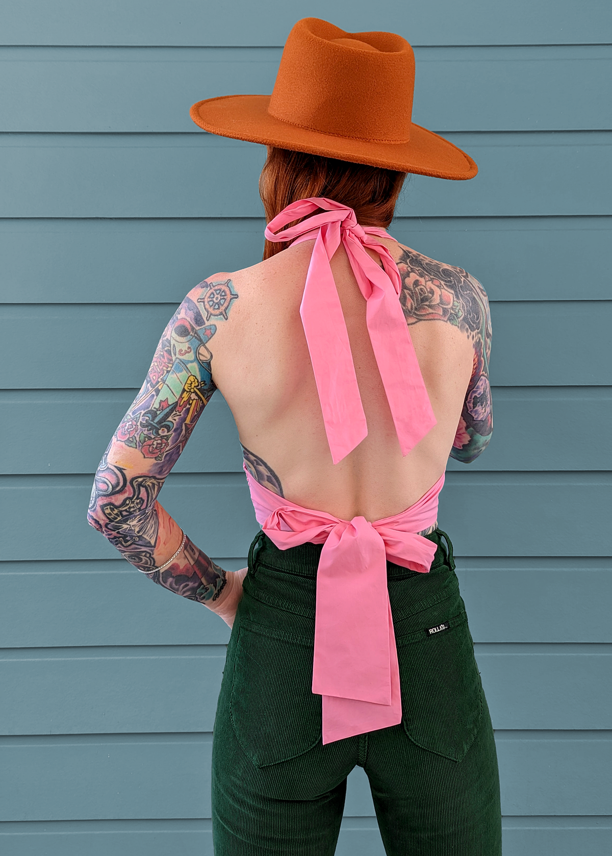 70s inspired bubblegum pink Marilyn cotton Halter Crop Top by Glamorous UK