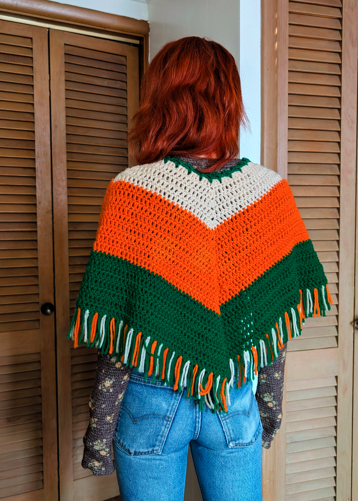 Vintage '70s Chevron Crochet Poncho