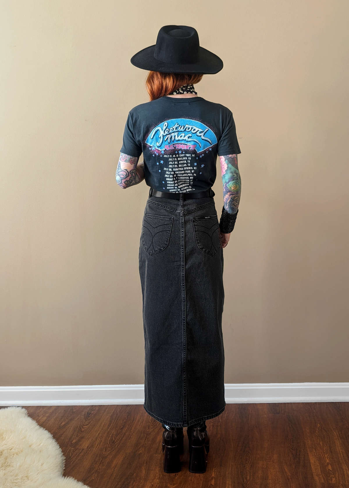 Ash Black Chicago Denim Midi Skirt