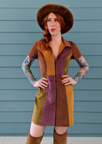 Dawn Patchwork Corduroy Bambi Mini Dress