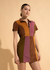 Dawn Patchwork Corduroy Bambi Mini Dress