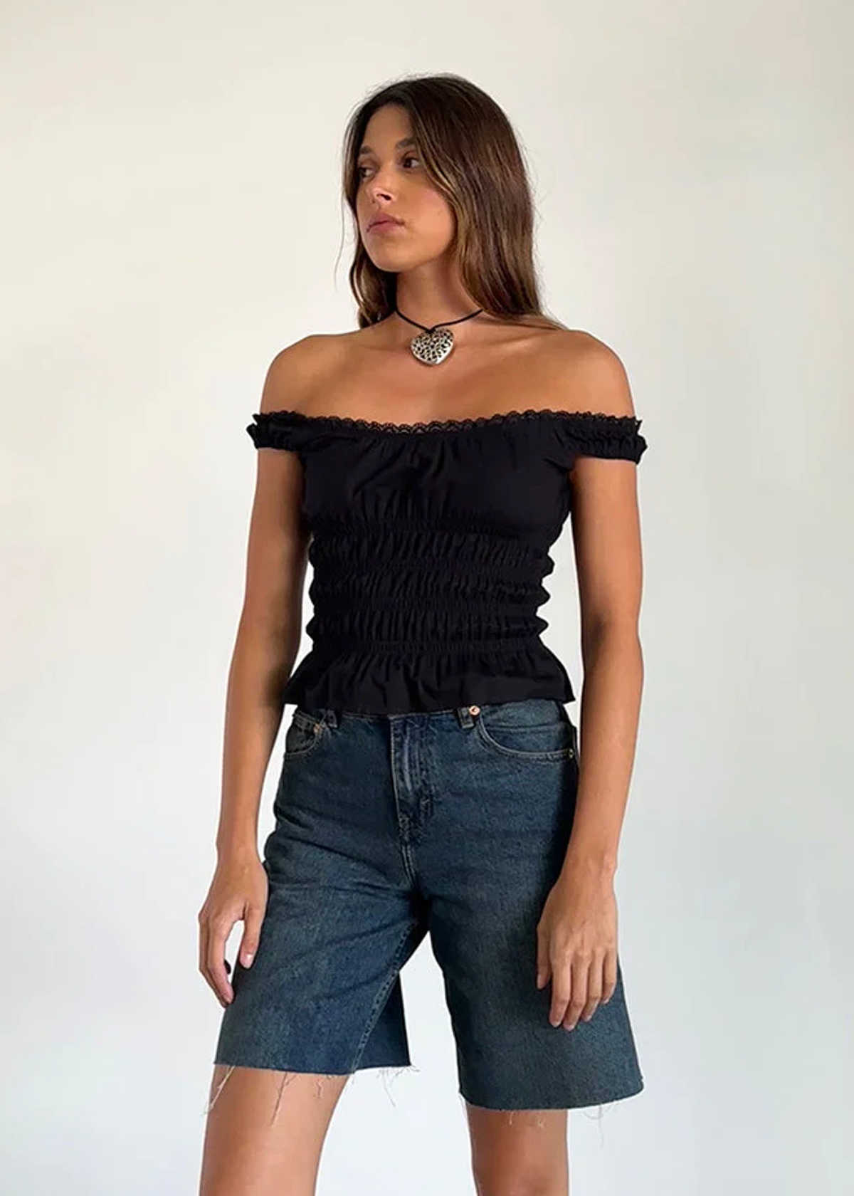 Smocked bardot top shop