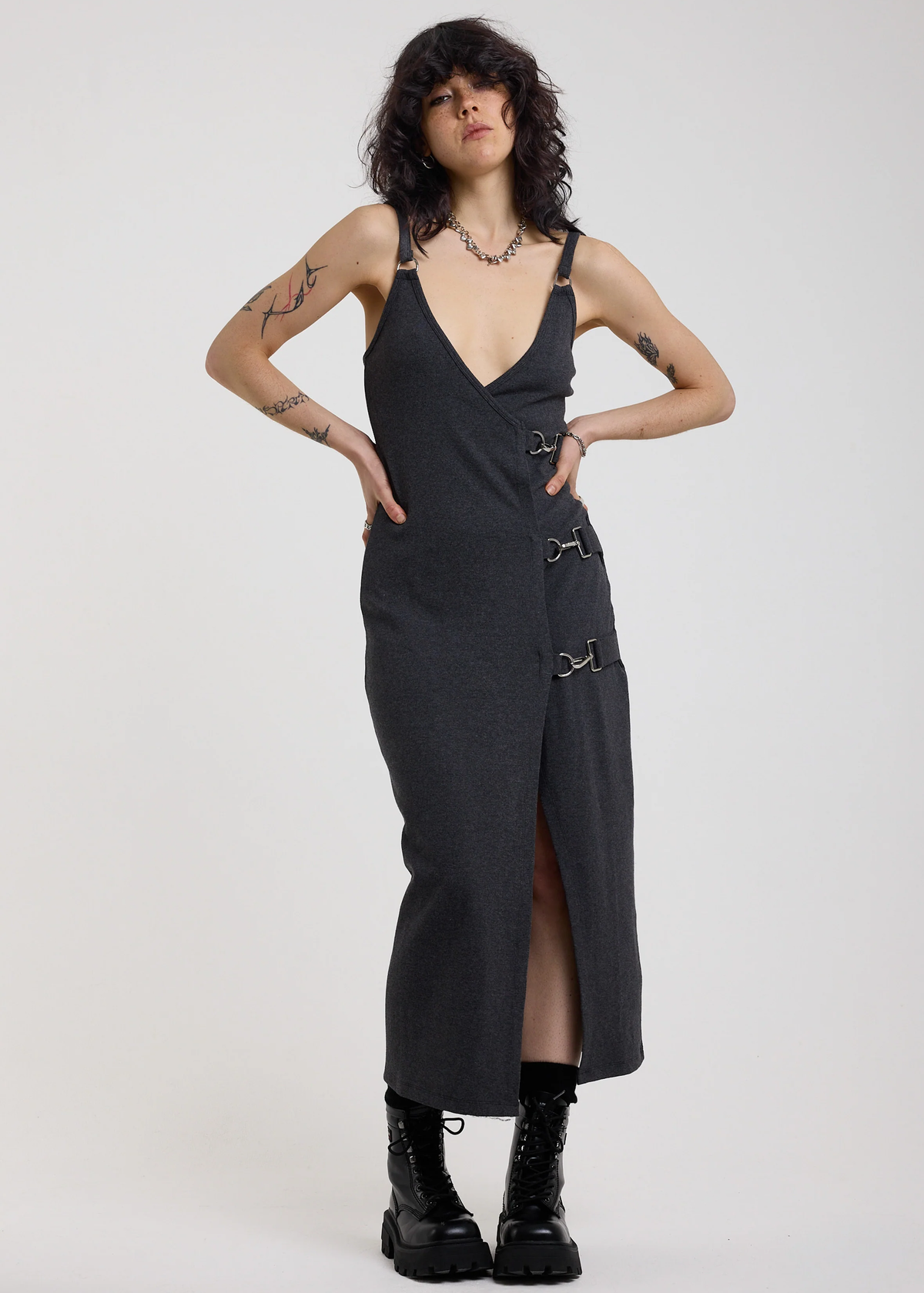 Barrel Hardware Wrap Midi Dress  <br> <i> COMING SOON! </i>