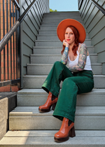 Basil Green Stretch Sailor Jean <br> <i> ankle length </i>