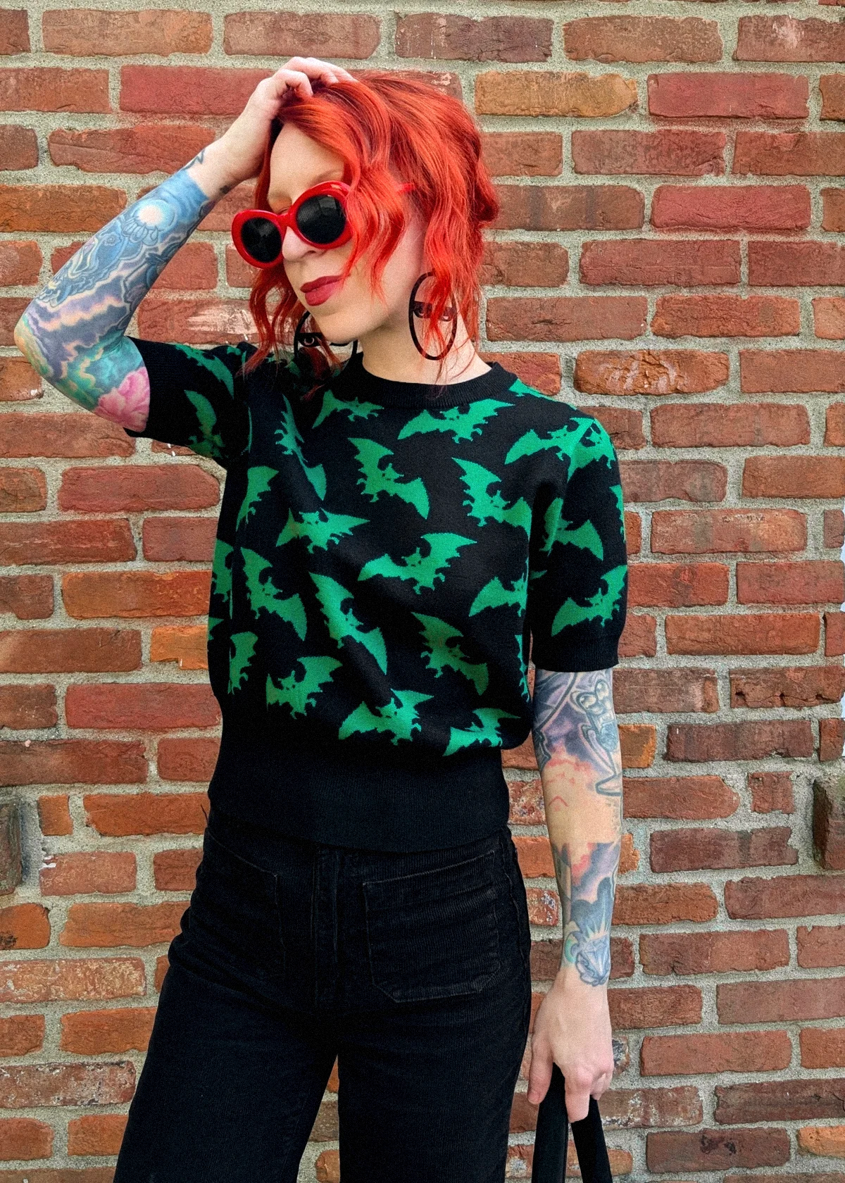Midnight Bats Short Sleeve Sweater