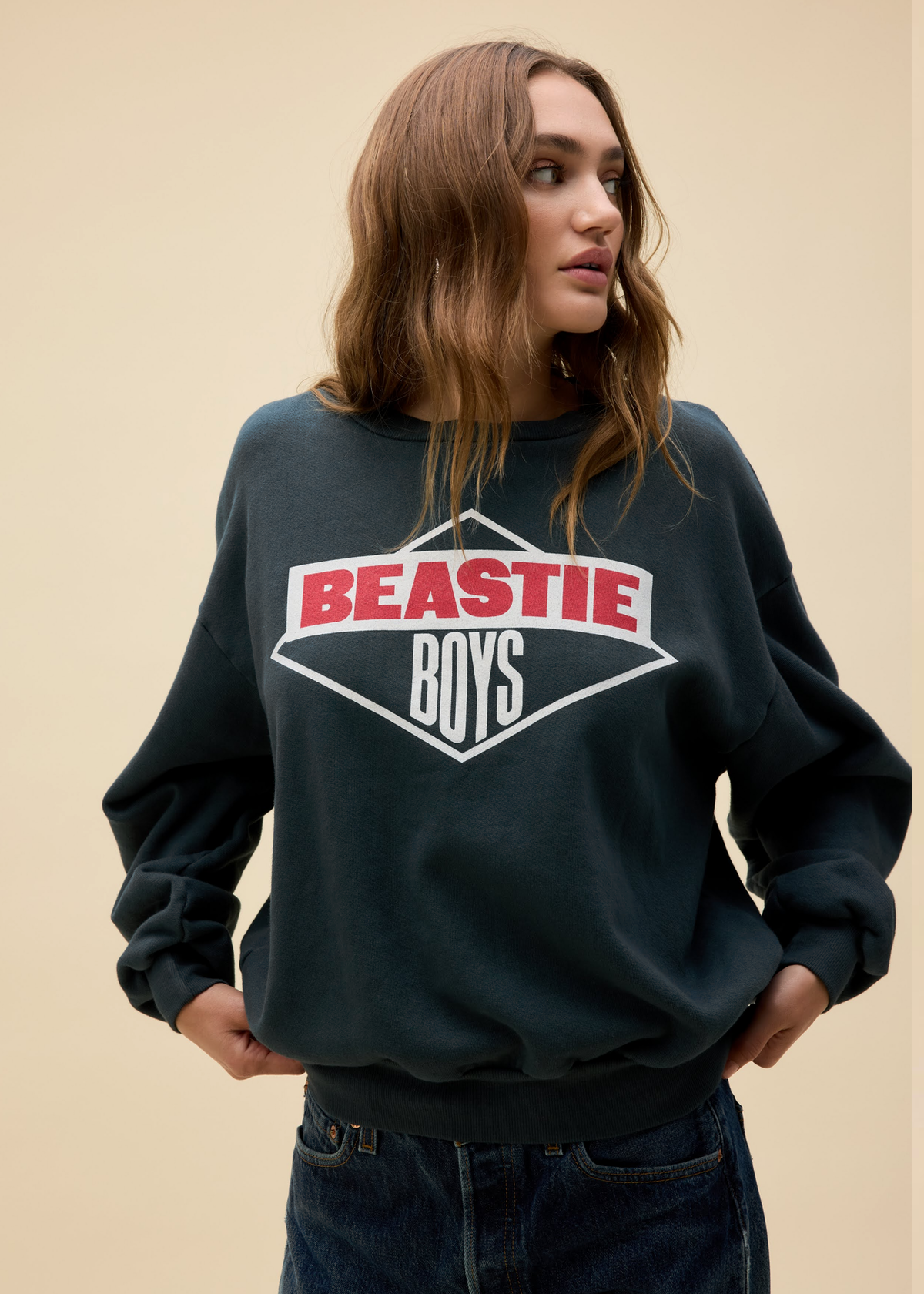 Beastie Boys Logo Oversized Crew Neck Sweatshirt by Daydreamer