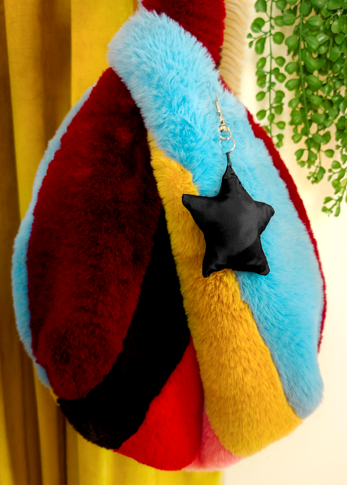 Black Satin Puffy Star Bag Charm