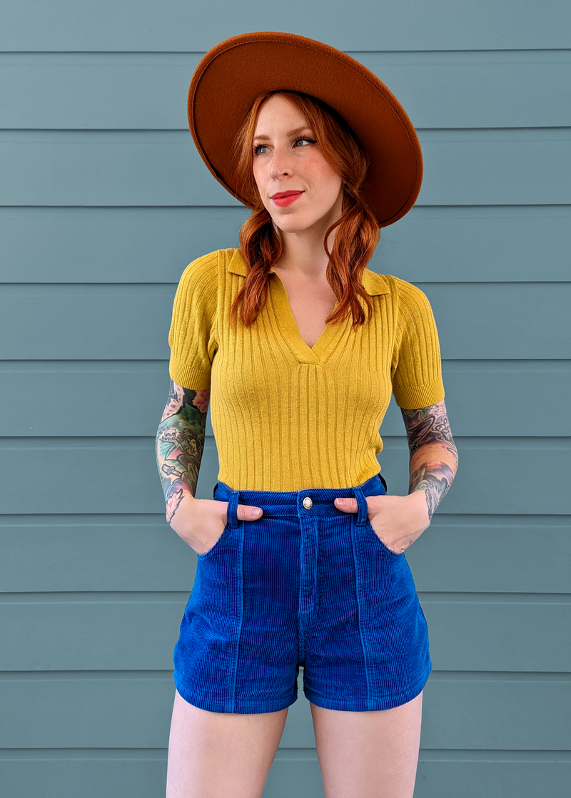 Electric Blue Cord Dusters Shorts