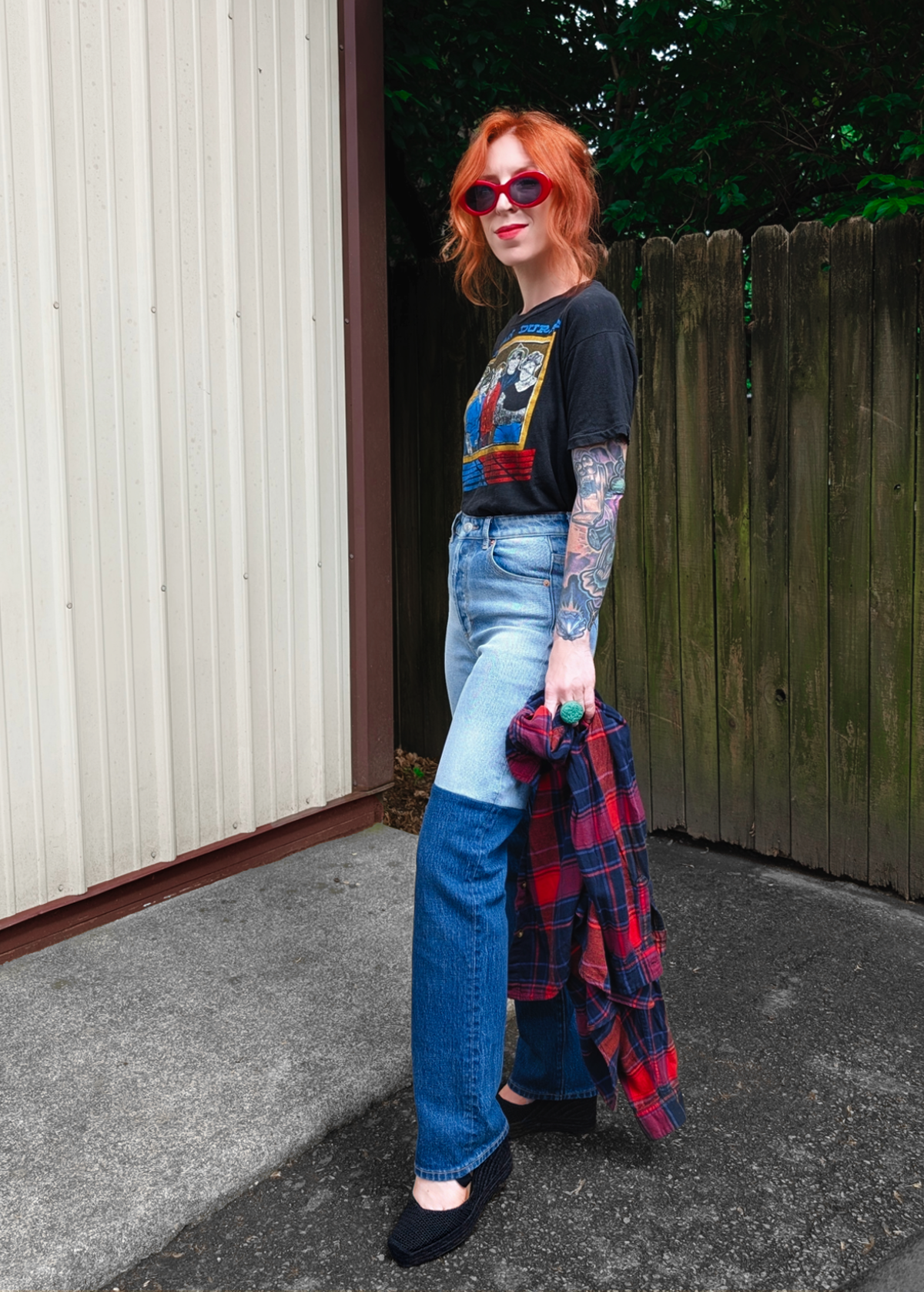 Rolla's Jeans Original Straight Leg in Brent Splice Patchwork - side view