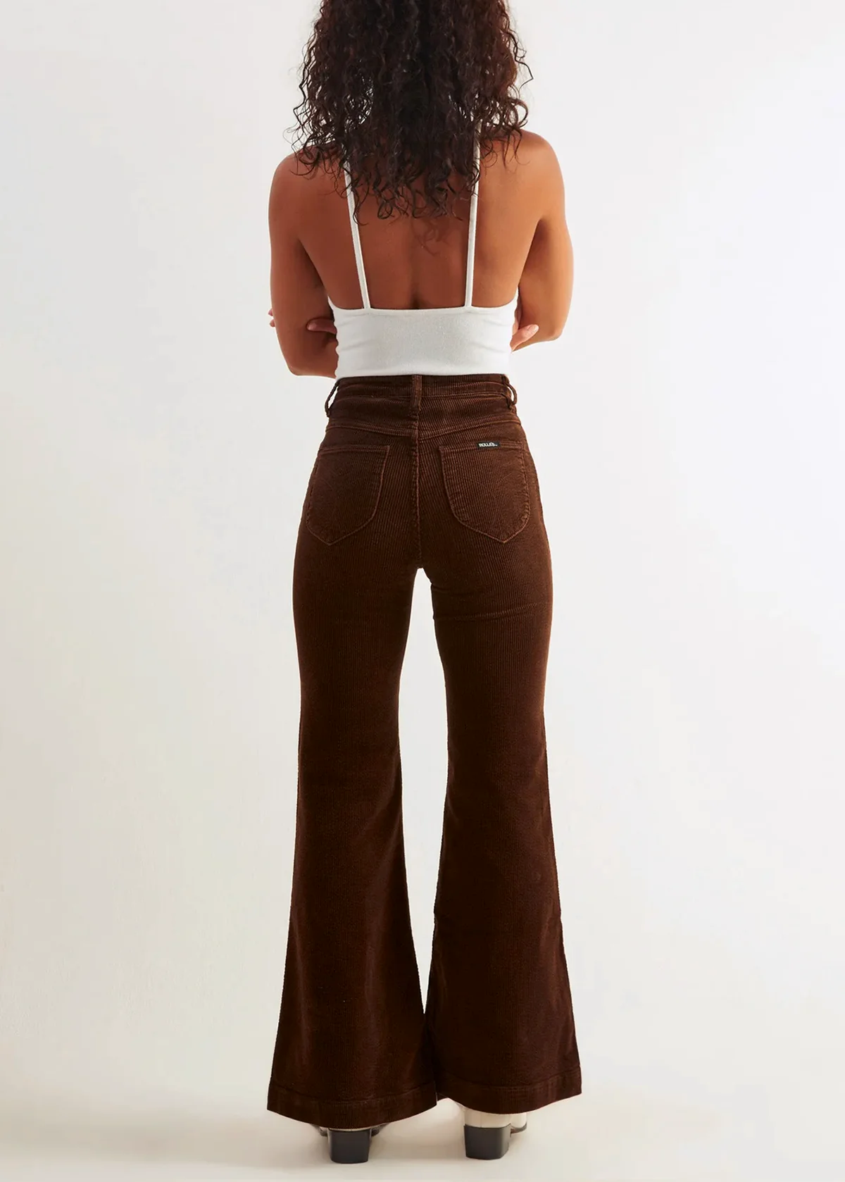 CHANCE Brown Corduroy Flare Trousers