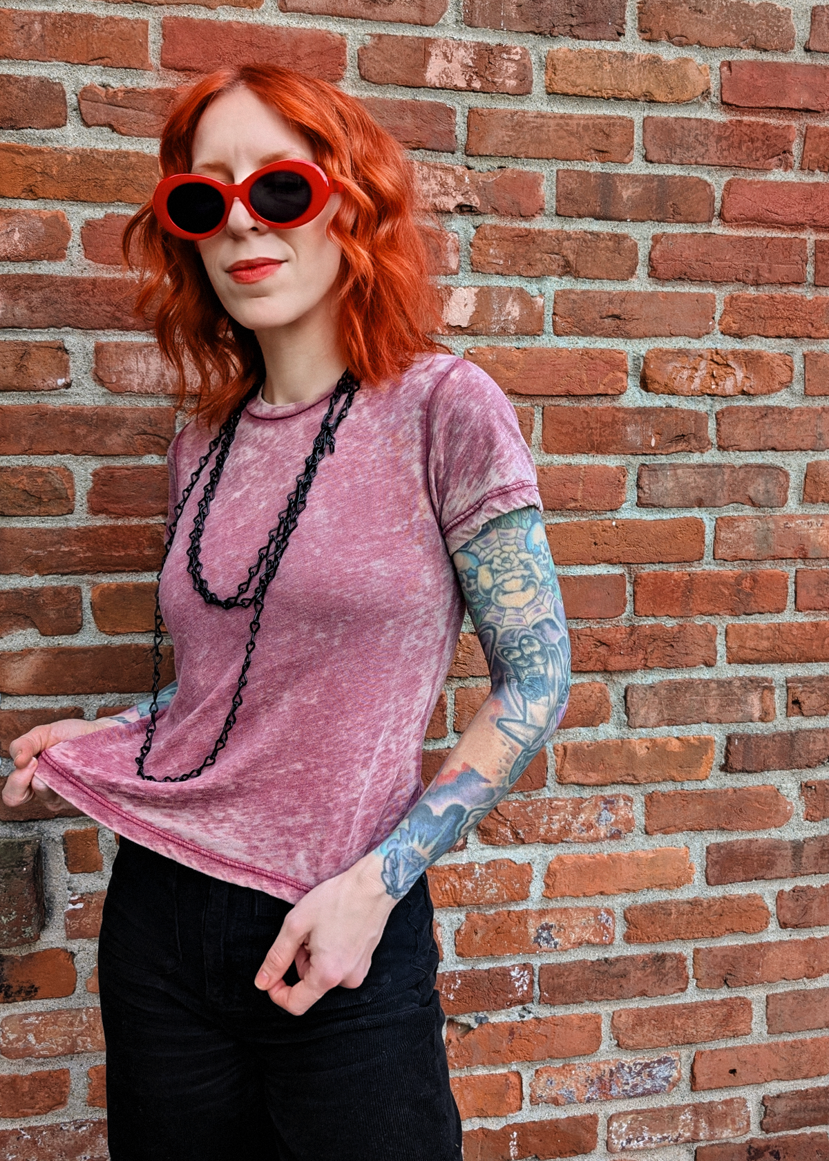 Burgundy Solid Burnout "Vintage" Tee